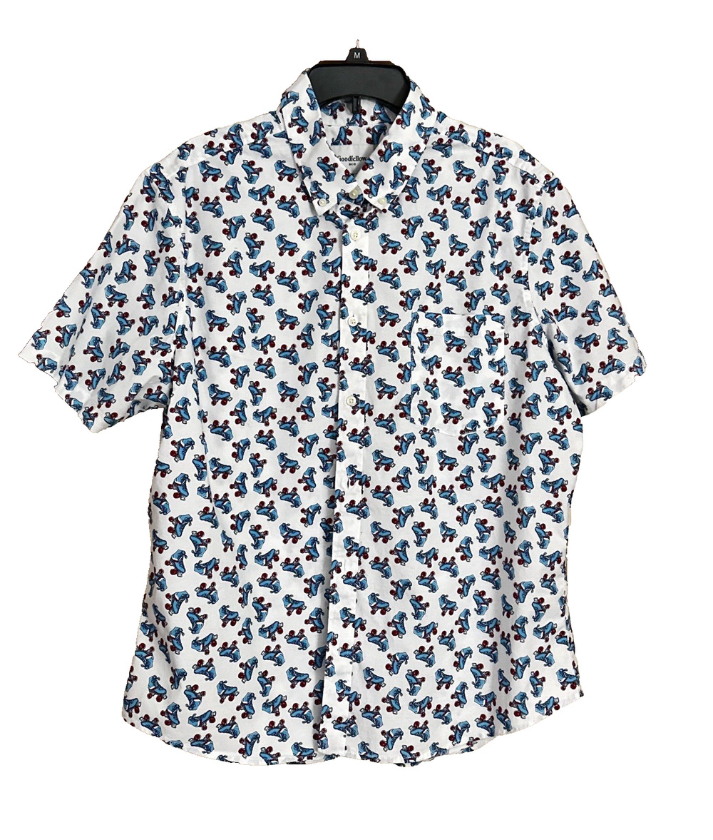 ROLLER SKATES SHIRT Mens XL Slim Cotton Button Down Goodfellow & Co